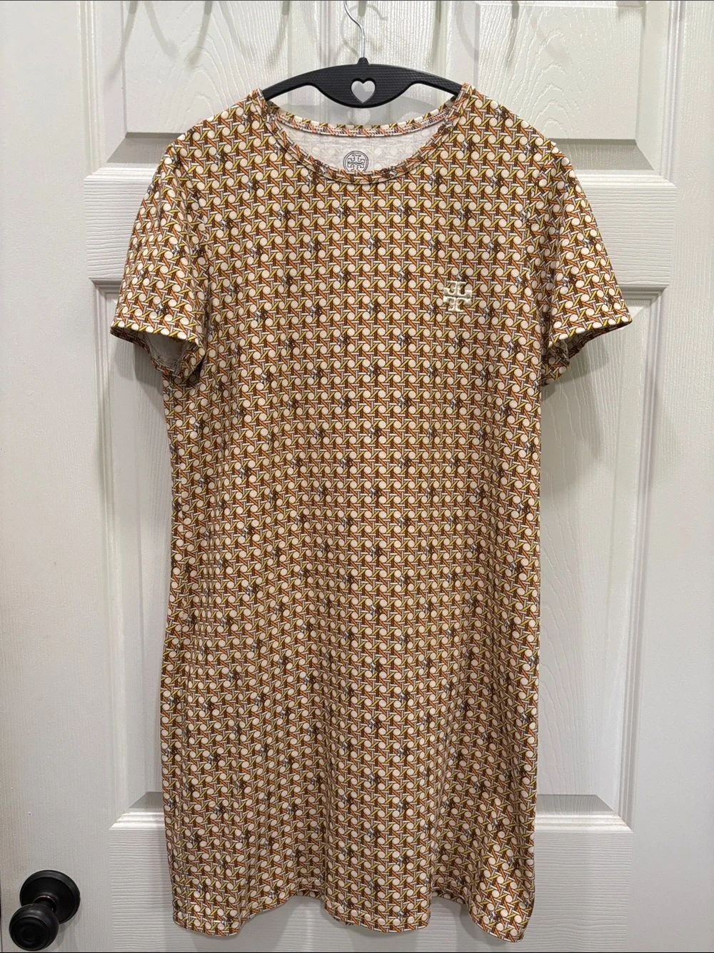 TORY BURCH Basket Weave T Shirt Dress Sz Small Mini Cotton Multicolor Knit
